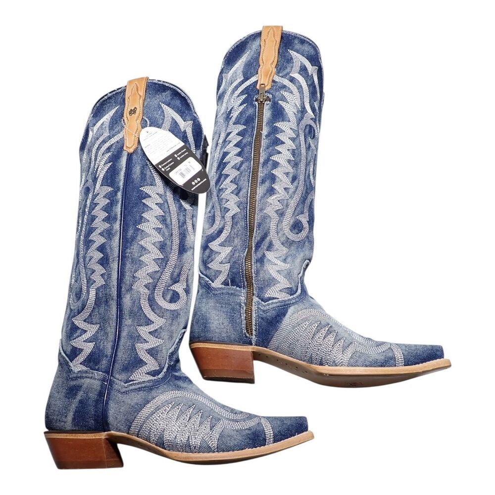 NEW NIB Dan Post Boots Womens 10 M Denim Darlin Snip Tall Western Cowboy DP5108